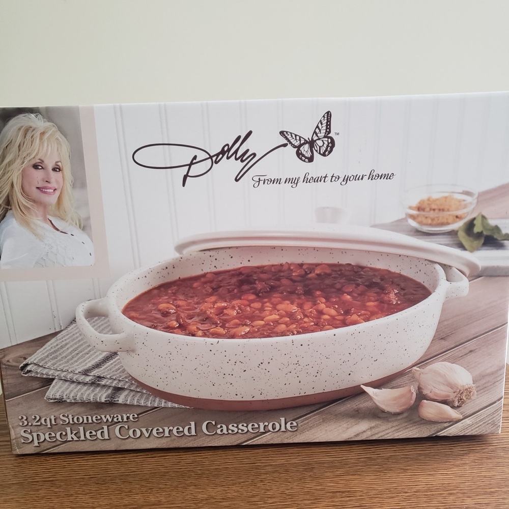 3.2 qt Stoneware Speckled Covered Casserole Baking Cooking Pan Pot Dish